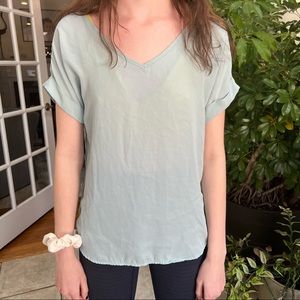pastel mint green short sleeve blouse